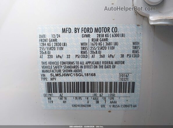 5LM5J6WC1SGL18168 2025 LINCOLN AVIATOR Белый Вид подкапотного пространства