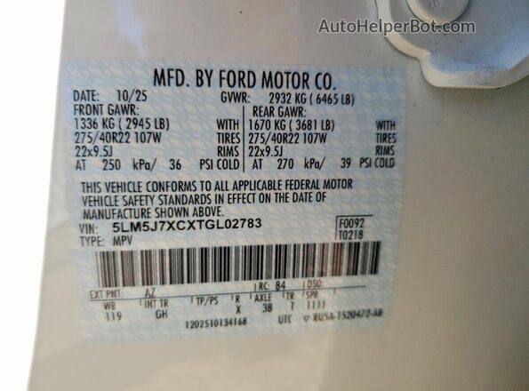 5LM5J7XCXTGL02783 2026 LINCOLN AVIATOR White Engine compartment view