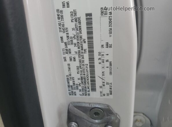 5LMCJ2C93GUJ21312 2016 LINCOLN MKC Белый Вид подкапотного пространства