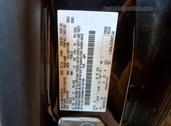 5LMCJ3D98HUL16196 2017 LINCOLN MKC Черный Вид наклейки с VIN-кодом