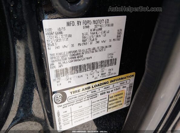 5LMJJ2HT6GEL03558 2016 LINCOLN NAVIGATOR Black Շարժիչի բաժամունքի տեսք