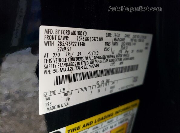 5LMJJ2LTXKEL04745 2019 LINCOLN NAVIGATOR Черный Панорамный вид салона 360°