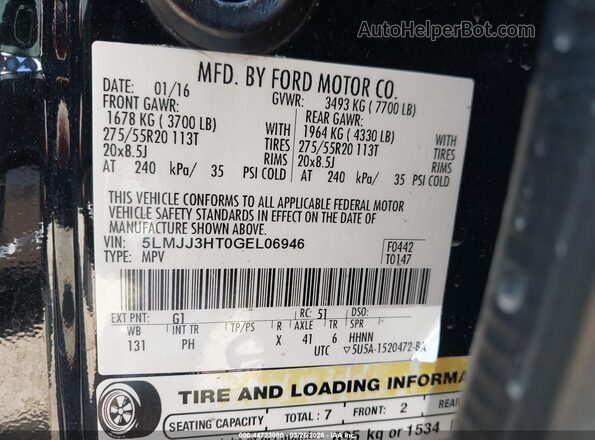 5LMJJ3HT0GEL06946 2016 LINCOLN NAVIGATOR L Black Շարժիչի բաժամունքի տեսք