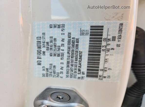 5LMPJ8J41RJ840767 2024 LINCOLN NAUTILUS White Widok naklejki z numerem VIN