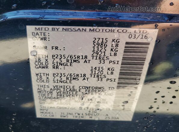 5N1AL0MM7GC508379 2016 INFINITI QX60 Blue Widok wnętrza 360 stopni