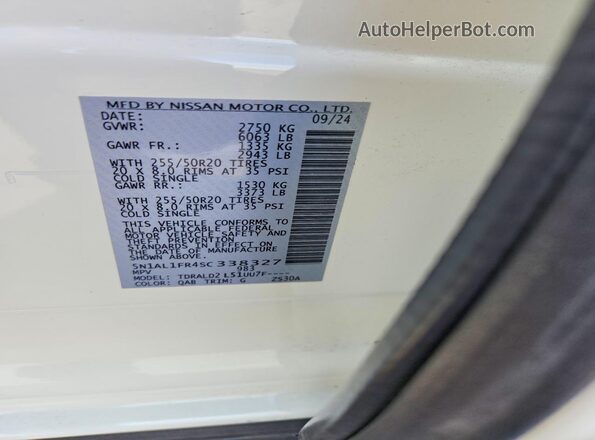 5N1AL1FR4SC338327 2025 INFINITI QX60 White Widok komory silnika