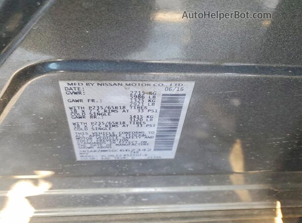 5N1AR2MM5GC662342 2016 NISSAN PATHFINDER Gray Engine compartment view
