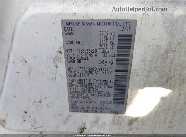 5N1AR2MN7GC611952 2016 NISSAN PATHFINDER White Vista del compartimento del motor