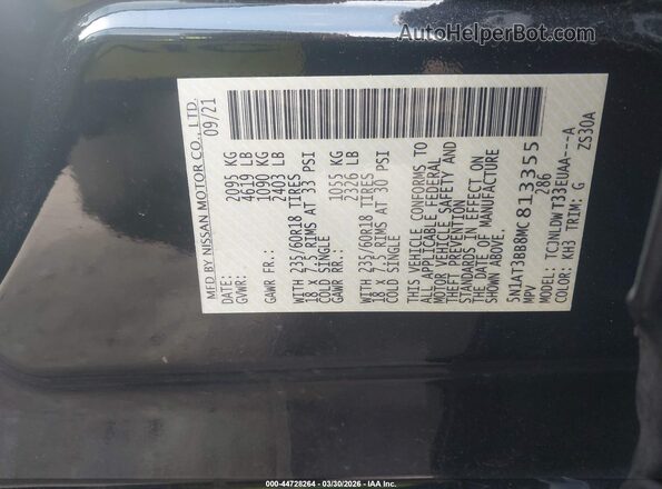 5N1AT3BB8MC813355 2021 NISSAN ROGUE Black ძრავის განყოფილების ხედი
