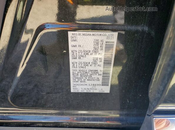 5N1AZ2AS2PC128699 2023 NISSAN MURANO Black VIN sticker view