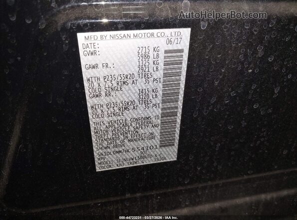 5N1DL0MM7HC554101 2017 INFINITI QX60 Черный Вид подкапотного пространства