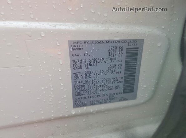 5N1DL1FS9PC355468 2023 INFINITI QX60 White Widok naklejki z numerem VIN