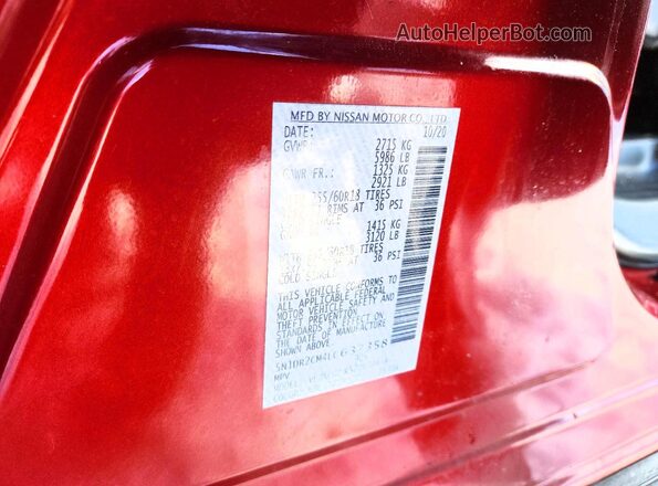 5N1DR2CM4LC637358 2020 NISSAN PATHFINDER Red VIN կոդի պիտակի տեսք