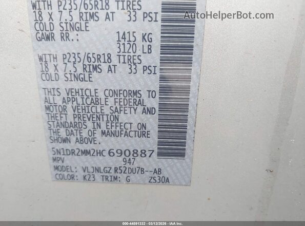 5N1DR2MM2HC690887 2017 NISSAN PATHFINDER Silver Widok komory silnika