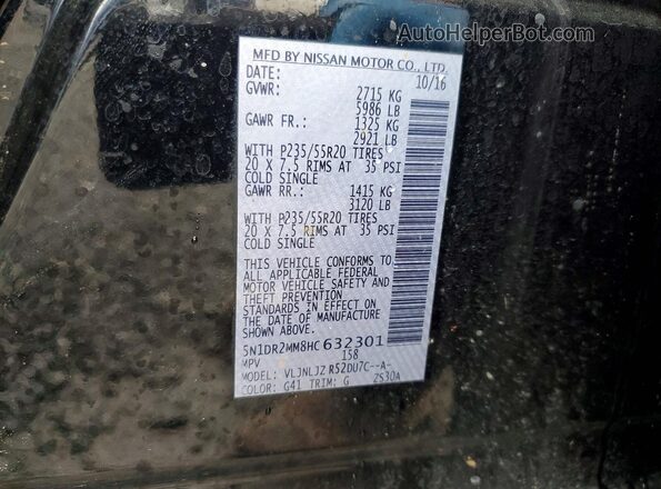 5N1DR2MM8HC632301 2017 NISSAN PATHFINDER Black VIN կոդի պիտակի տեսք