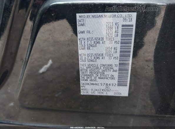 5N1DR2MN4KC578432 2019 NISSAN PATHFINDER Black Widok komory silnika