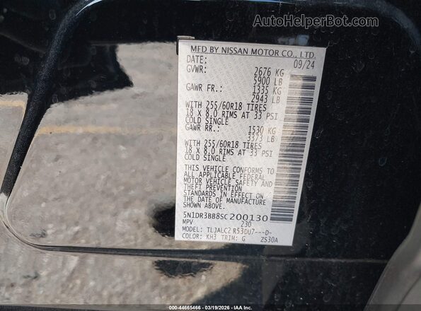 5N1DR3BB8SC200130 2025 NISSAN PATHFINDER Black Vista del compartimento del motor