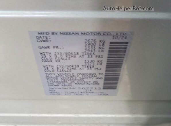5N1DR3BC9SC207712 2025 NISSAN PATHFINDER Gray Widok naklejki z numerem VIN