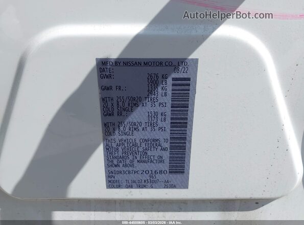 5N1DR3CB7PC201680 2023 NISSAN PATHFINDER White Vista del compartimento del motor