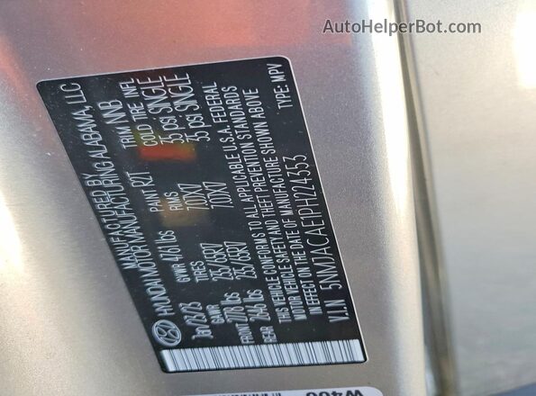 5NMJACAE1PH224353 2023 HYUNDAI TUCSON Серебряный Вид наклейки с VIN-кодом