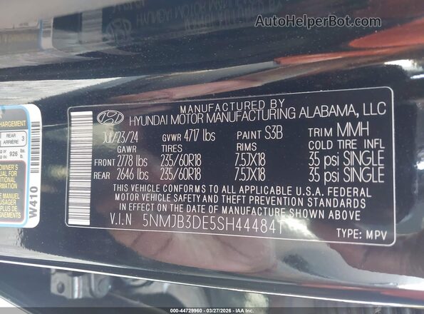 5NMJB3DE5SH444841 2025 HYUNDAI TUCSON Черный Вид подкапотного пространства