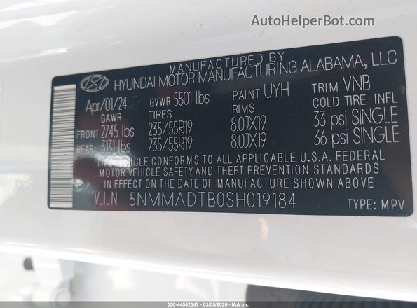 5NMMADTB0SH019184 2025 GENESIS GV70 White Vista del compartimento del motor