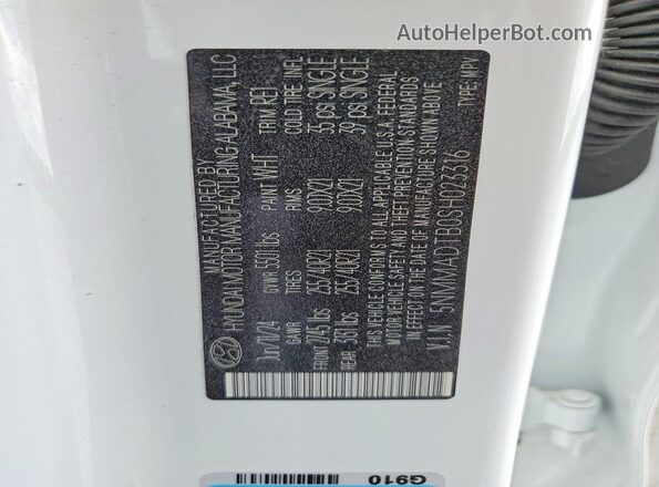 5NMMADTB0SH023316 2025 GENESIS GV70 White Widok naklejki z numerem VIN