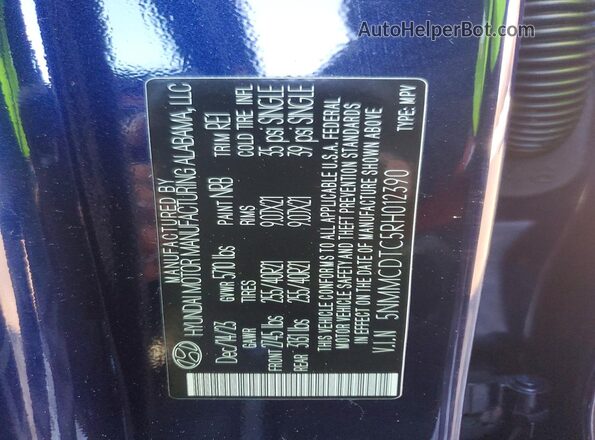 5NMMCDTC5RH012390 2024 GENESIS GV70 Blue Вид наклейки з VIN-кодом