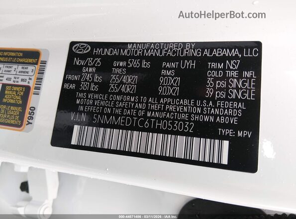 5NMMEDTC6TH053032 2026 GENESIS GV70 White Widok komory silnika