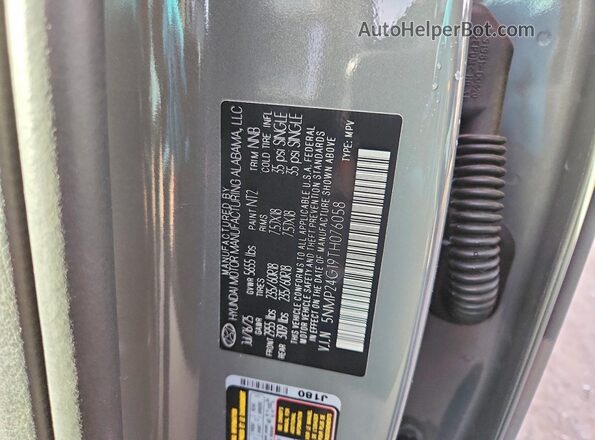 5NMP24G19TH076058 2026 HYUNDAI SANTA Gray Вид наклейки з VIN-кодом