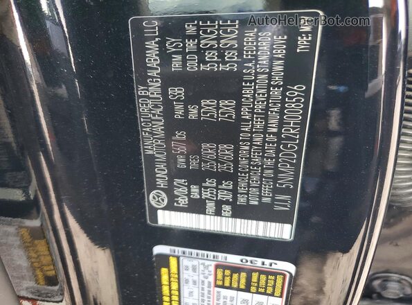 5NMP2DGL2RH008596 2024 HYUNDAI SANTA Черный Вид подкапотного пространства