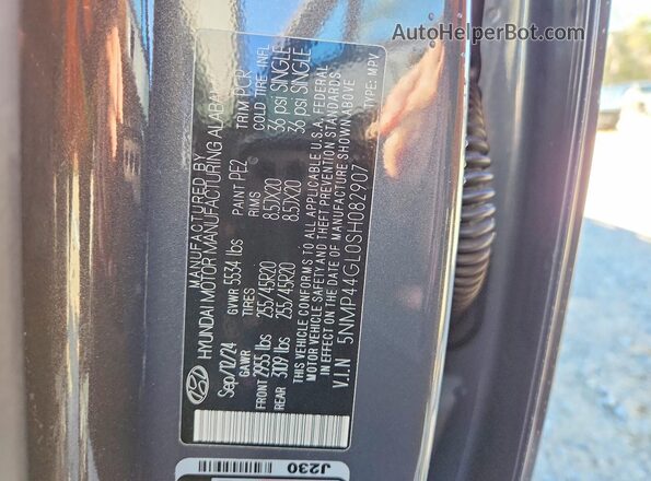 5NMP44GL0SH082907 2025 HYUNDAI SANTA Gray Вид наклейки з VIN-кодом