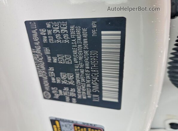 5NMP54GL8TH159330 2026 HYUNDAI SANTA FE CALLIGRAPHY White Widok naklejki z numerem VIN