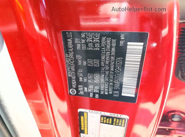 5NMP5DGL9SH113276 2025 HYUNDAI SANTA FE CALLIGRAPHY Red Widok naklejki z numerem VIN