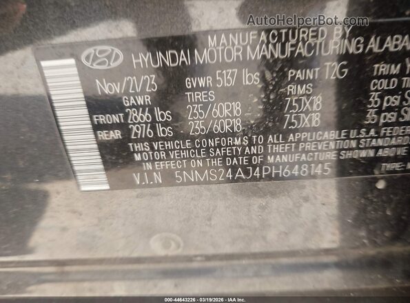 5NMS24AJ4PH648145 2023 HYUNDAI SANTA FE Черный Вид подкапотного пространства