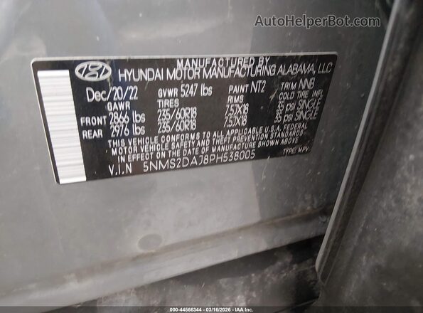 5NMS2DAJ8PH538005 2023 HYUNDAI SANTA FE Gray Vista del compartimento del motor