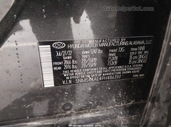 5NMS44AL4PH486397 2023 HYUNDAI SANTA FE Серый Вид подкапотного пространства
