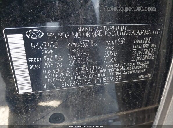 5NMS4DAL1PH559239 2023 HYUNDAI SANTA FE Black Вид підкапотного простору
