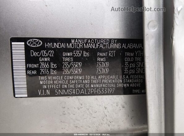 5NMS4DAL2PH533197 2023 HYUNDAI SANTA FE Silver Вид підкапотного простору