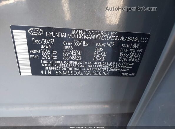 5NMS5DALXPH658283 2023 HYUNDAI SANTA FE CALLIGRAPHY Gray Շարժիչի բաժամունքի տեսք
