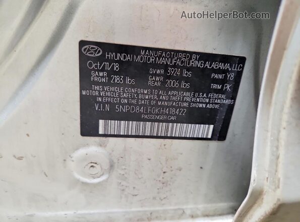 5NPD84LF0KH418422 2019 HYUNDAI ELANTRA Silver Widok komory silnika