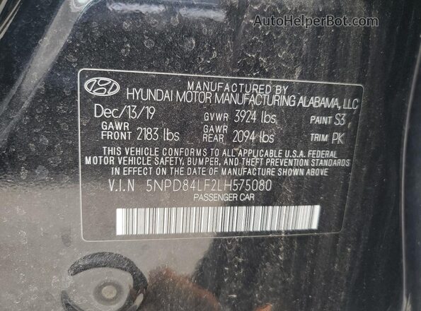 5NPD84LF2LH575080 2020 HYUNDAI ELANTRA Черный Вид подкапотного пространства