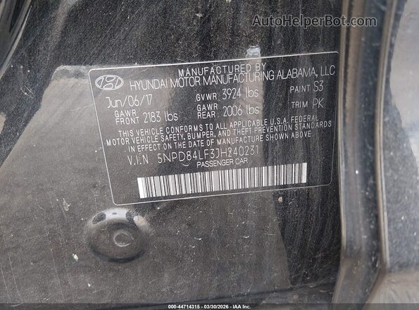5NPD84LF3JH240231 2018 HYUNDAI ELANTRA Black Widok komory silnika