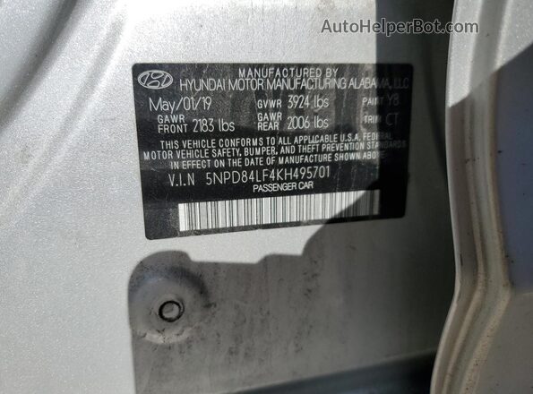 5NPD84LF4KH495701 2019 HYUNDAI ELANTRA Silver Вид підкапотного простору