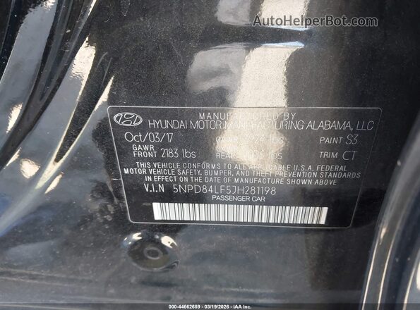 5NPD84LF5JH281198 2018 HYUNDAI ELANTRA Black Widok komory silnika