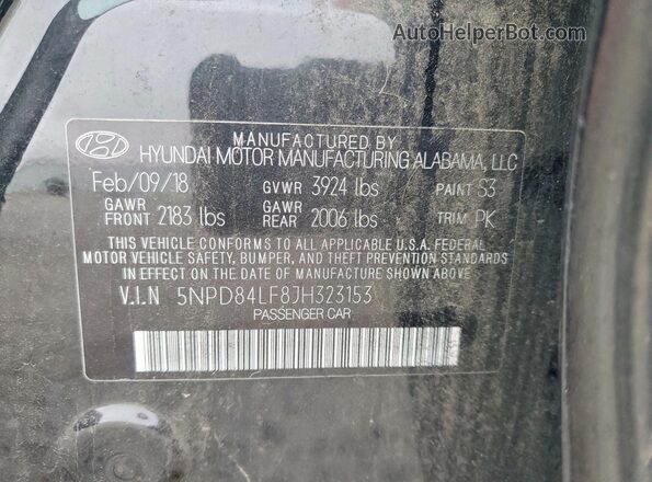5NPD84LF8JH323153 2018 HYUNDAI ELANTRA Черный Вид подкапотного пространства