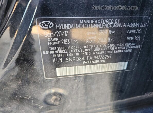5NPD84LFXJH276255 2018 HYUNDAI ELANTRA Black Вид підкапотного простору