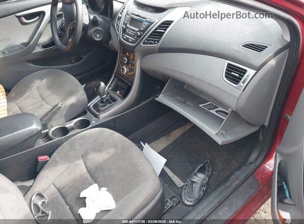 5NPDH4AE6GH787402 2016 HYUNDAI ELANTRA Красный Вид салона спереди