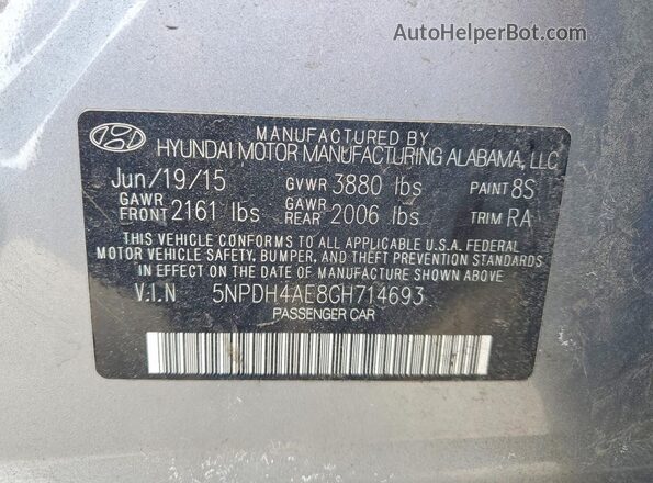 5NPDH4AE8GH714693 2016 HYUNDAI ELANTRA Серебряный Вид подкапотного пространства