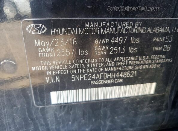 5NPE24AF0HH448621 2017 HYUNDAI SONATA Черный Вид наклейки с VIN-кодом